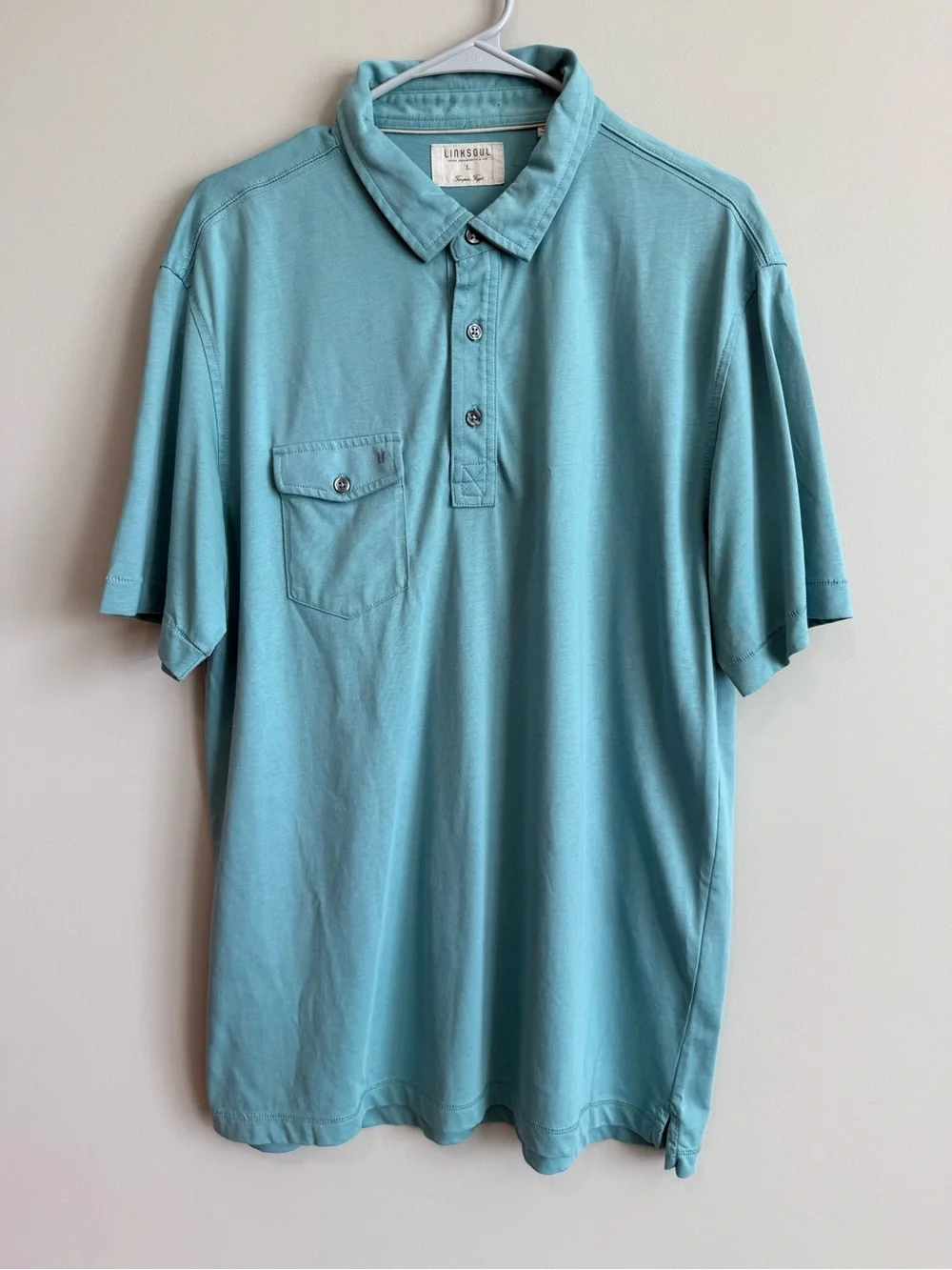 Linksoul Tempus Fugit Pocket Polo Golf Shirt Seafoam Blue